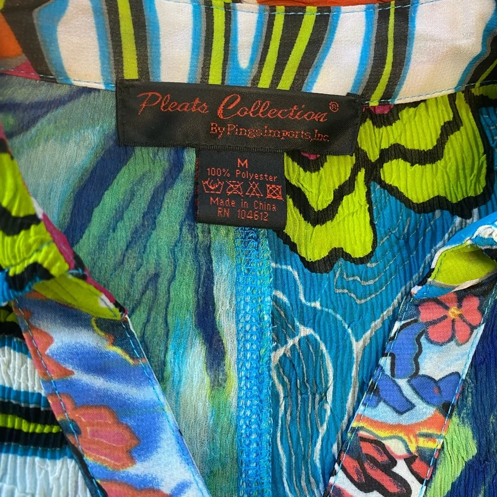 Pleats Collection by Pings Imports Blouse Button Front Y2K Floral Top Medium - Picture 6 of 8